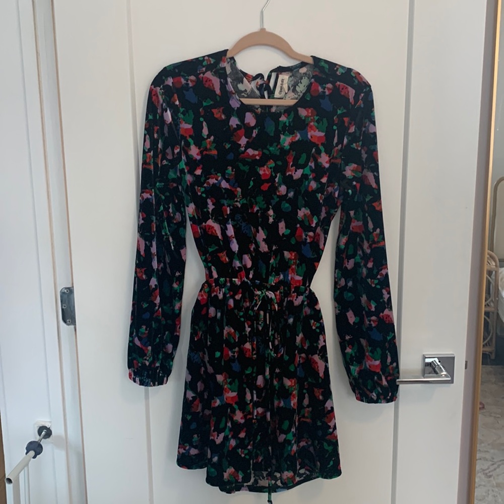 Velvet open back mini dress